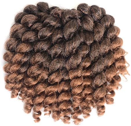 8 Inch Wand Curls Jamaican Bounce Synthetic Hair Extension, 3 packs (20 Roots/Pack)African Collection JAMAICAN BOUNCE Crochet Braids Extensions (T1B/30#)