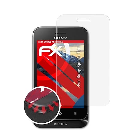 atFolix Schutzfolie passend für Sony Xperia Tipo Folie, entspiegelnde und Flexible FX Displayschutzfolie (3X)