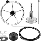 QYMOPAY Marine Steering Control Cable, Cable Outboard Steering Kit 3/4" Standard Tapered Shaft