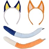HODRME 4 Pieces Dog Ears And Tail Set-Dog Headband Costume Accessory for Halloween Christmas Theme Party Animal Cosplay