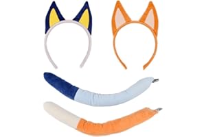 HODRME Animal Ears and Tail Set-Animal Headband Nose Tail Bow Tie Cosplay Halloween Costume Accessories for Kids and Adults