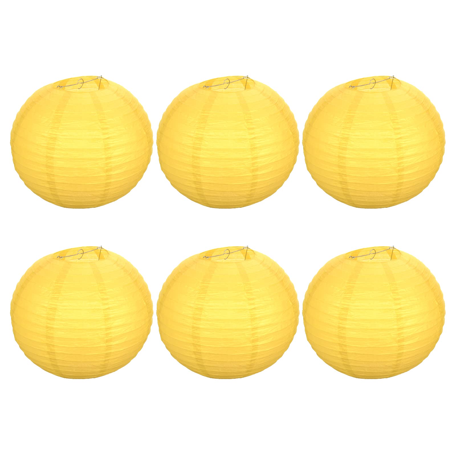 PATIKIL 16 Inch Paper Lanterns, 6 Pack Round Folding Hanging Lamp Shade for Wedding Home Party Festival Celebration, Yellow