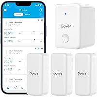 Govee WiFi Digital Hygrometer Thermometer 3 Pack, Indoor Outdoor Smart Gateway Room Temperature Humidity Sensor, Wireless Tem