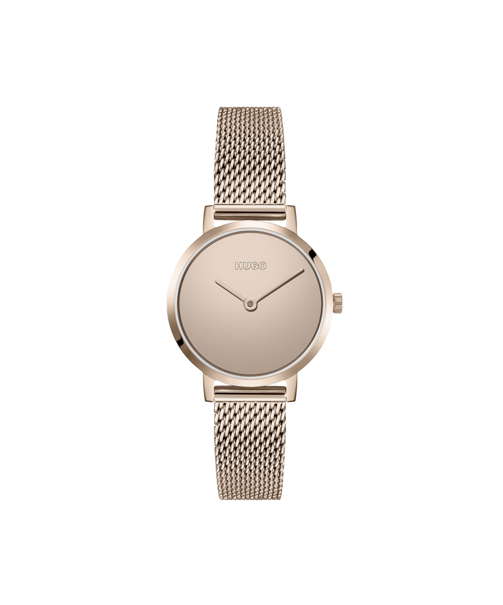 HUGO Analogue Quartz Watch for Women #Cherish Collection with Carnation Gold Colored Stainless Steel Mesh Bracelet - 1540085