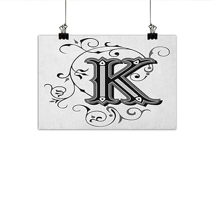 Letter K Wall Art Decor Poster Painting Uppercase K With A Design