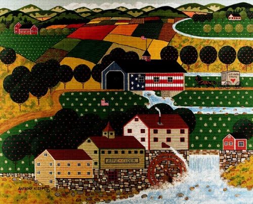 Art Needlepoint Apple Cider Water Fall Classic Landscape Needlepoint Canvas by Anthony Kleem