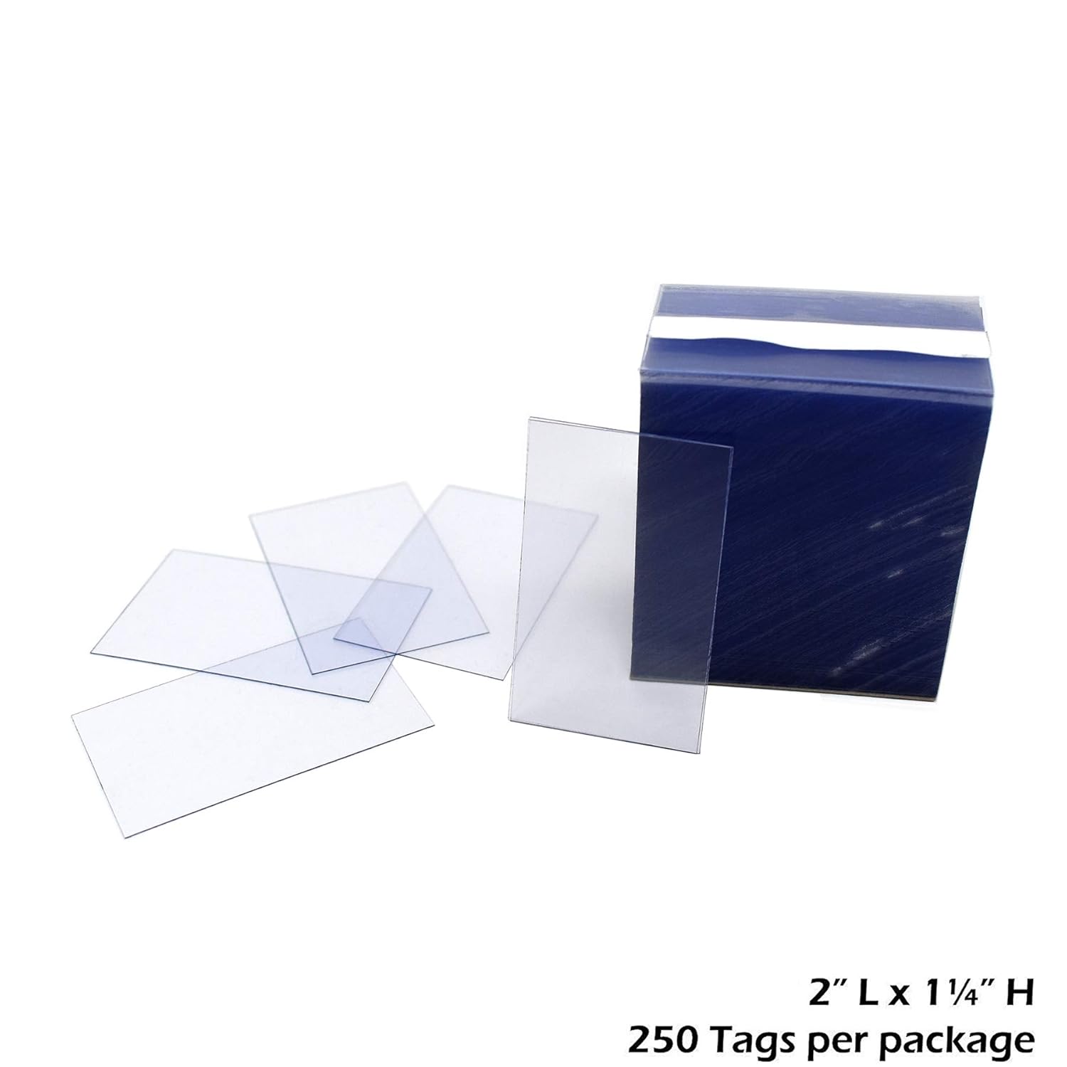 1.25" x 2" Clear Plastic Tags, Shelf Label Holders 250