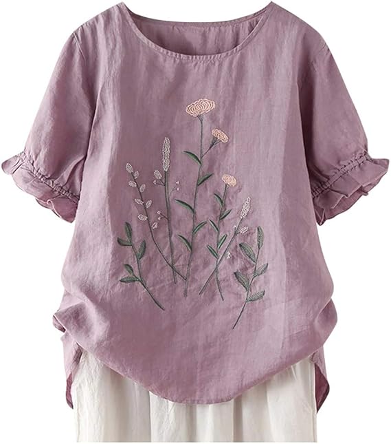 Amazon Co Jp レディース シャツ 半袖 トップス Hodarey ゆったり大きいサイズ 花柄 Tシャツファッション 春夏秋 ブラウス カジュアル シンプル 綿麻 Aライン トップス Tシャツ コットンリネン ブラウス ゆったり おしゃれ 森ガール 通学 通勤 リゾート 腕時計