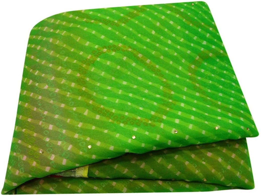 Peegli Vintage Indian Sari Pink Georgette Chiffon DIY Craft Fabric Women Sarong Dress Wrap Bandhani Design Traditional Saree
