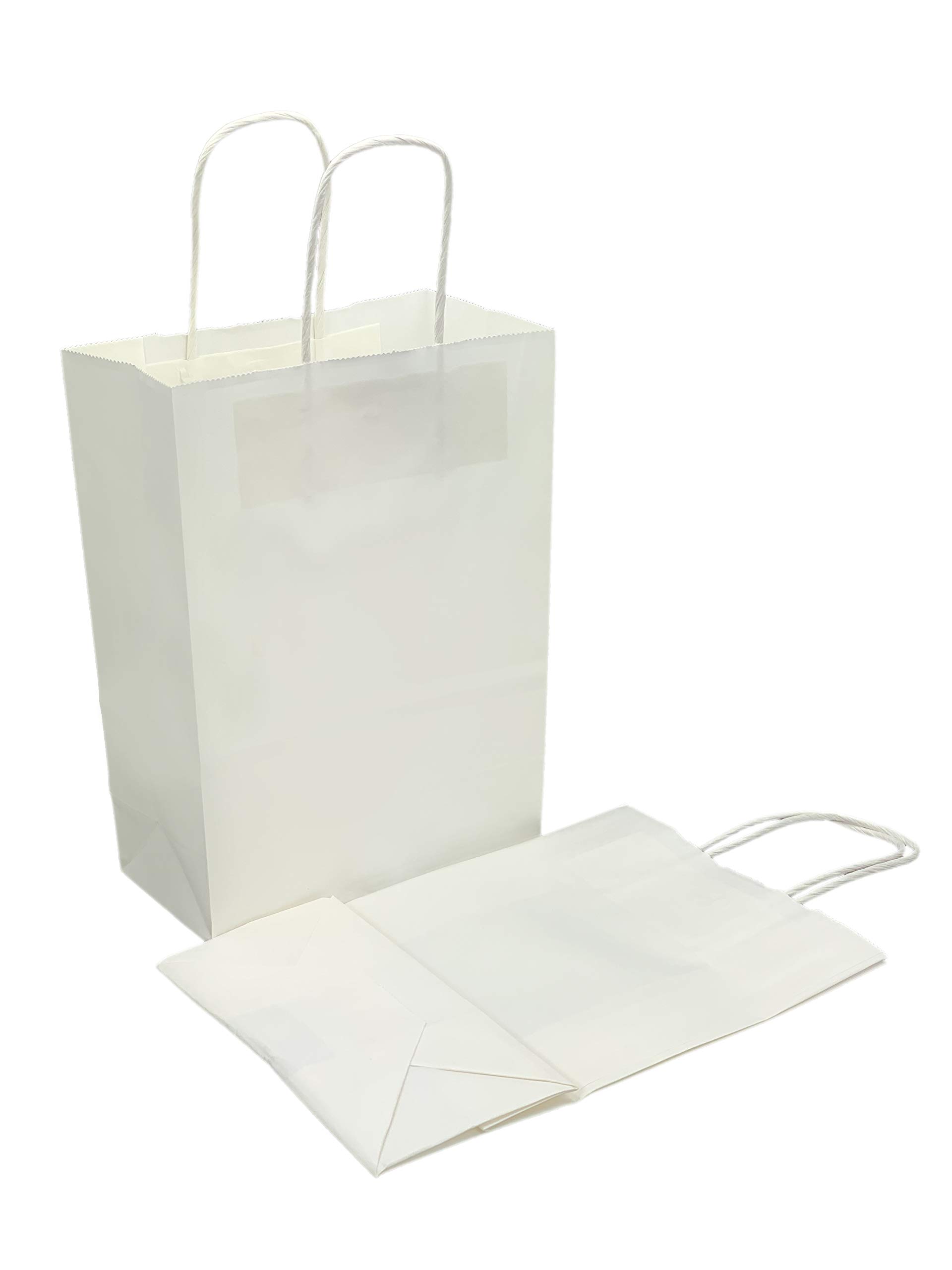 Pack of 6 Vertical Paper Gift Bags Plain Colour 21 x 15 x 8 cm (White)