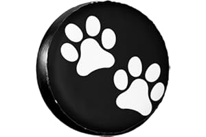OCIOVAN Two Paws Print Dog Pet Foot Mark Spare Tire Cover Universal Waterproof Tire Wheel Covers UV Sun Protection Wheel Tire Protector Dust-Proof Tyre Covers for Trailer RV SUV Truck Motorhome Travel 15 Inch