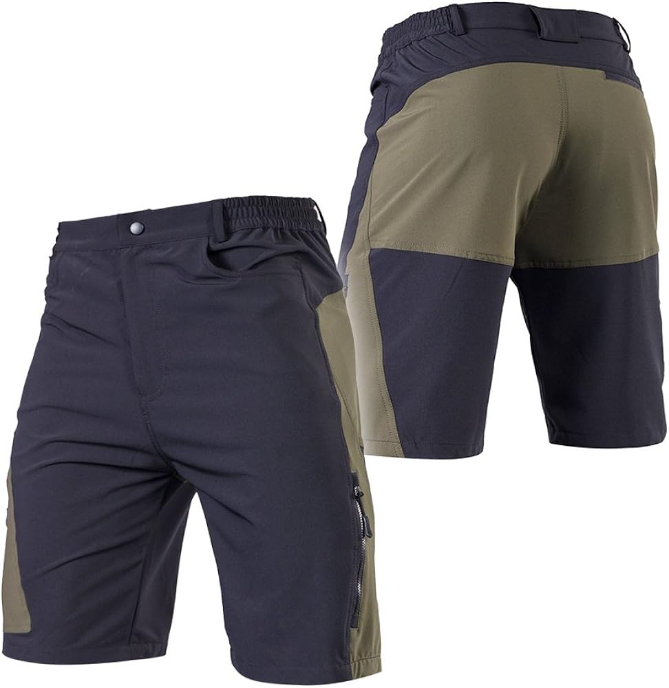 TOMSHOO Men's Baggy Cycling Shorts Breathable Loose-Fit Outdoor Sports MTB Cycling Running Shorts: Clothing