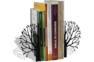 Book Holder Organizer with Trees Theme - Steel Bookends for Books Organization, Decoration Items for Home, Birthday Gifts for Mom & Dad - Urban Forest Collection - Black - GEGUTON