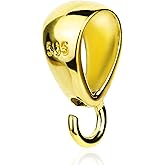 14K Yellow Gold Pendant Bail – Wide Opening Fits 4.3mm Chain or Cord – Solid Gold Jewelry Finding for Necklaces, Charms & Pendants