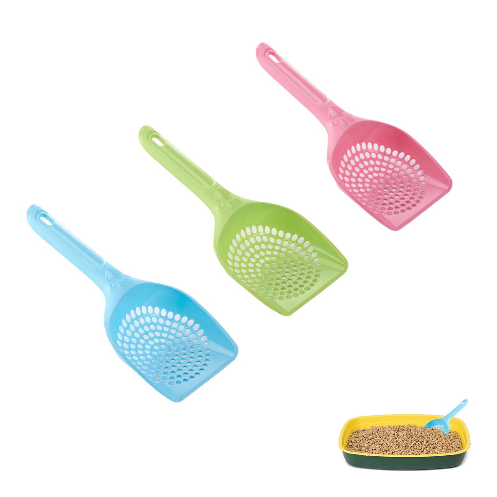 QIUZAI 3 Pcs Durable Cat Litter Scoop Cat Litter Shovel Cat Litter Tray for Most Cat Litter