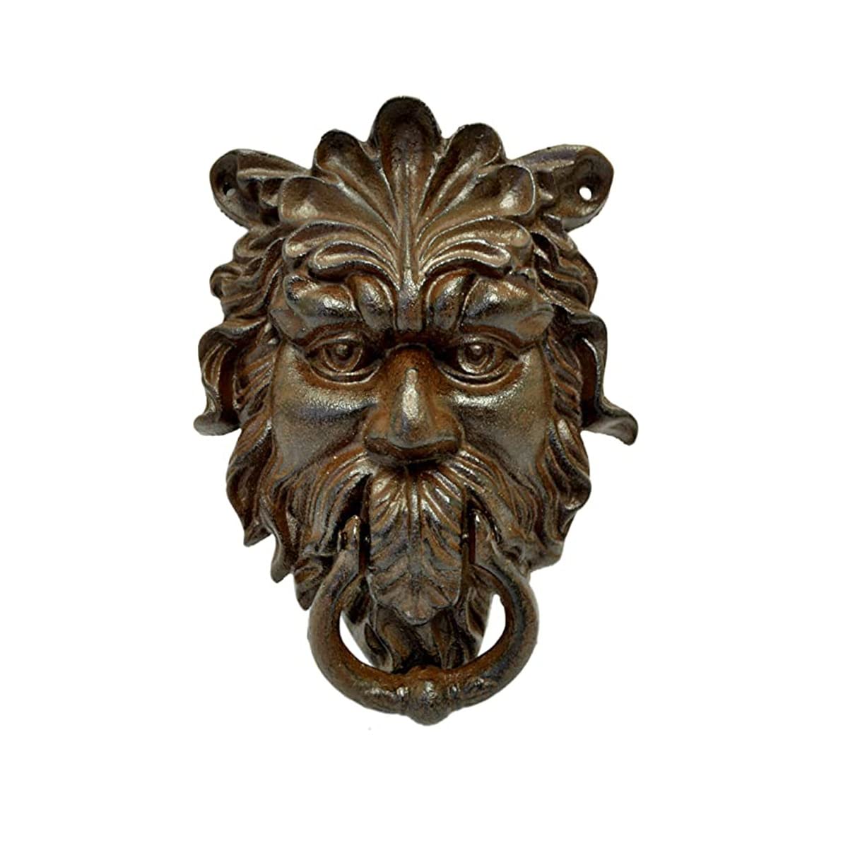 Photo 1 of Large 10" Victorian Brown Cast Iron Old Man Greenman Face Door Knocker