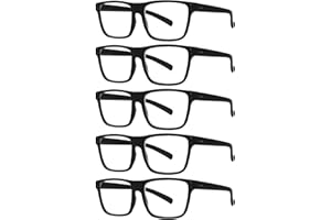 Kerecsen 5 Pack Oversized Reading Glasses Blue Light Blocking Square Large Frame Readers for Men and Women