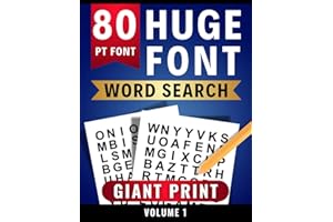 Huge Font Word Search Size 80 PT | Giant Print for Easy Reading and Low Vision | Volume 1: 50 Easy Relaxing Word Find Puzzles
