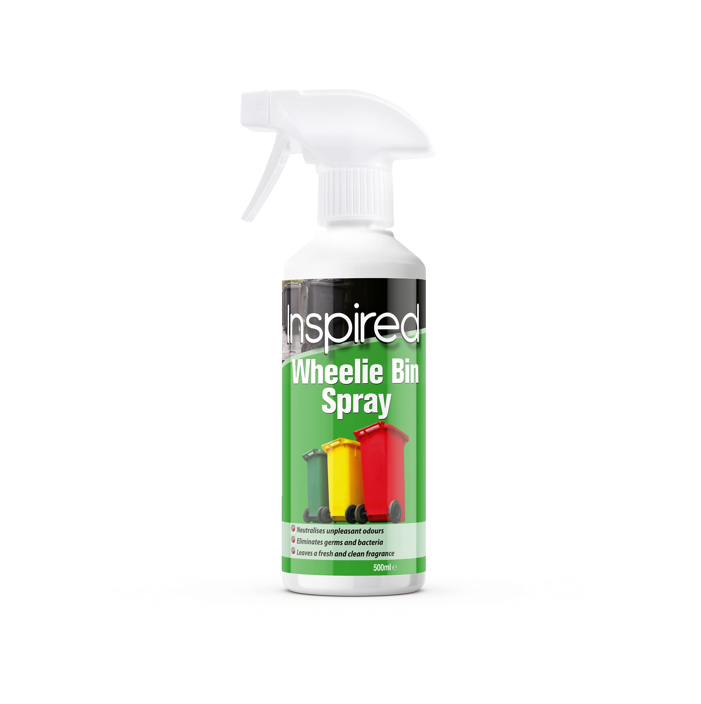 Inspired Wheelie Bin Cleaner for Indoor & Outdoor Bins, Mixed Materials, 500ml, clear