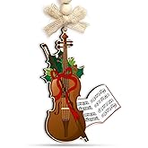 KILYHOME Miniature Violin Christmas Ornament – Holiday Music Wooden Ornaments Home Decor, Vintage Musical Instrument Gift for Violinists, Violists, Music Lovers & Violin Teachers