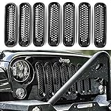 DEDC Jeep Grille Jeep Wrangler Mesh Grill Insert Jeep Grille Guard Front jk Grille Inserts for 2007-2016 (Pack of 7)