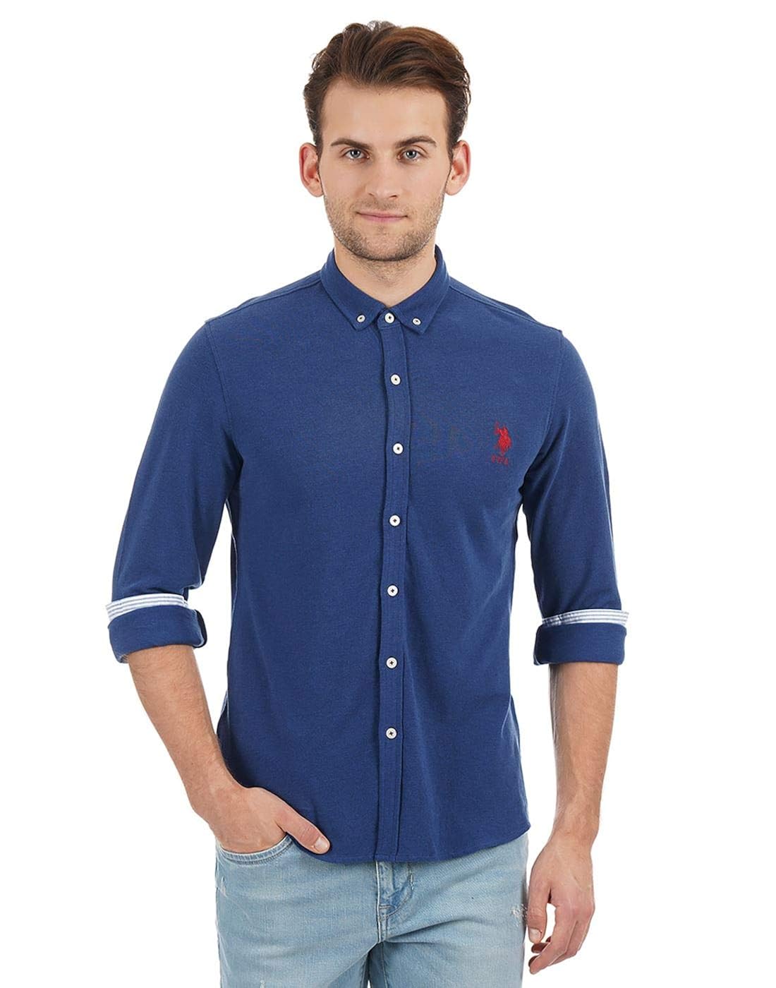Buy US Polo Association Men's Slim Fit Button Down Shirt at Amazon.in
