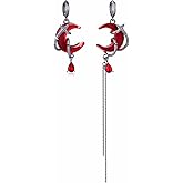 KURTCB Goth Moon Earrings Necklace Vampire Blood Moon Thorns Asymmetrical Huggie Earring Necklace Halloween Gothic Jewelry for Women