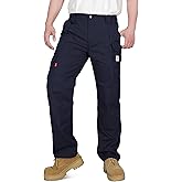 BOCOMAL FR Pants for Men Double Front Flame Resistant Cargo 10 Multi-Pockets Elastic Waist Work Pants