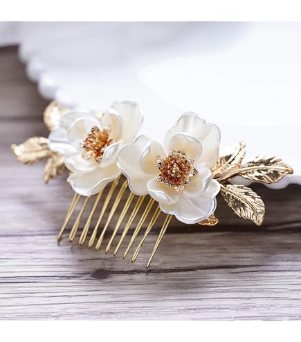 Amazon.com : Flower Wedding Hair Comb for Bride White Flower  display picture 1