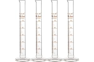 StonyLab 4-Pack Borosilicate Glass 10ml Heavy Wall Graduated Cylinder Measuring Cylinder, 10ml