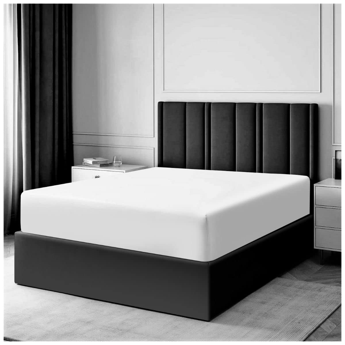 Single Fitted Sheet- 300 Thread Count Bedding Sheet- 100% Egyptian Cotton Bed Sheets- White