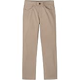 Nautica Boys' School Uniform Twill Chino Khaki Pants, Flat Front, Comfortable Waistband with Zip Closure & Stretch