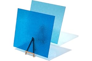 Lanyani 12x12 inch Stained Glass Sheets Transparent Cathedral Art Glass for Stained Glass Projects Mosaic Crafts,2 Sheets of Blue