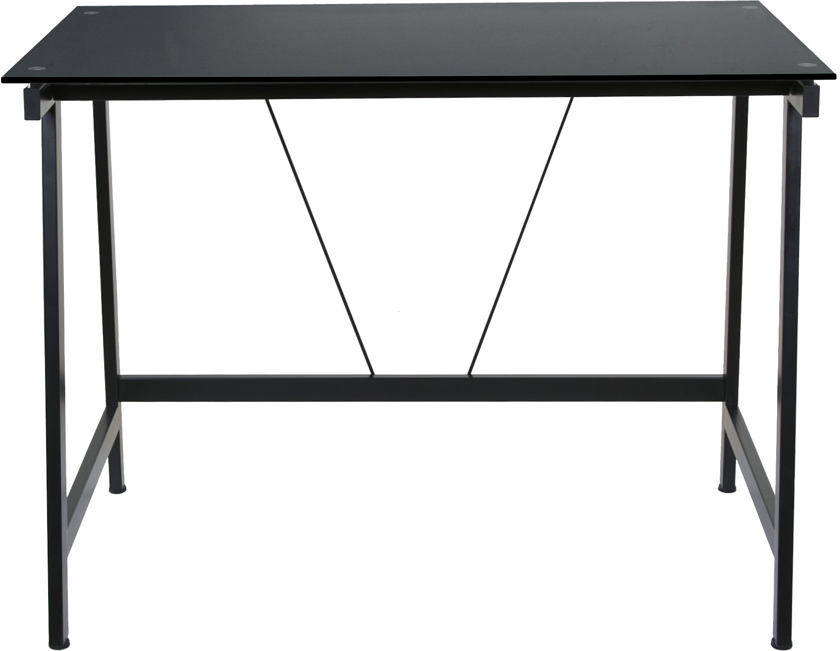 OneSpace Contemporary Glass Writing Desk, Steel Frame, Black