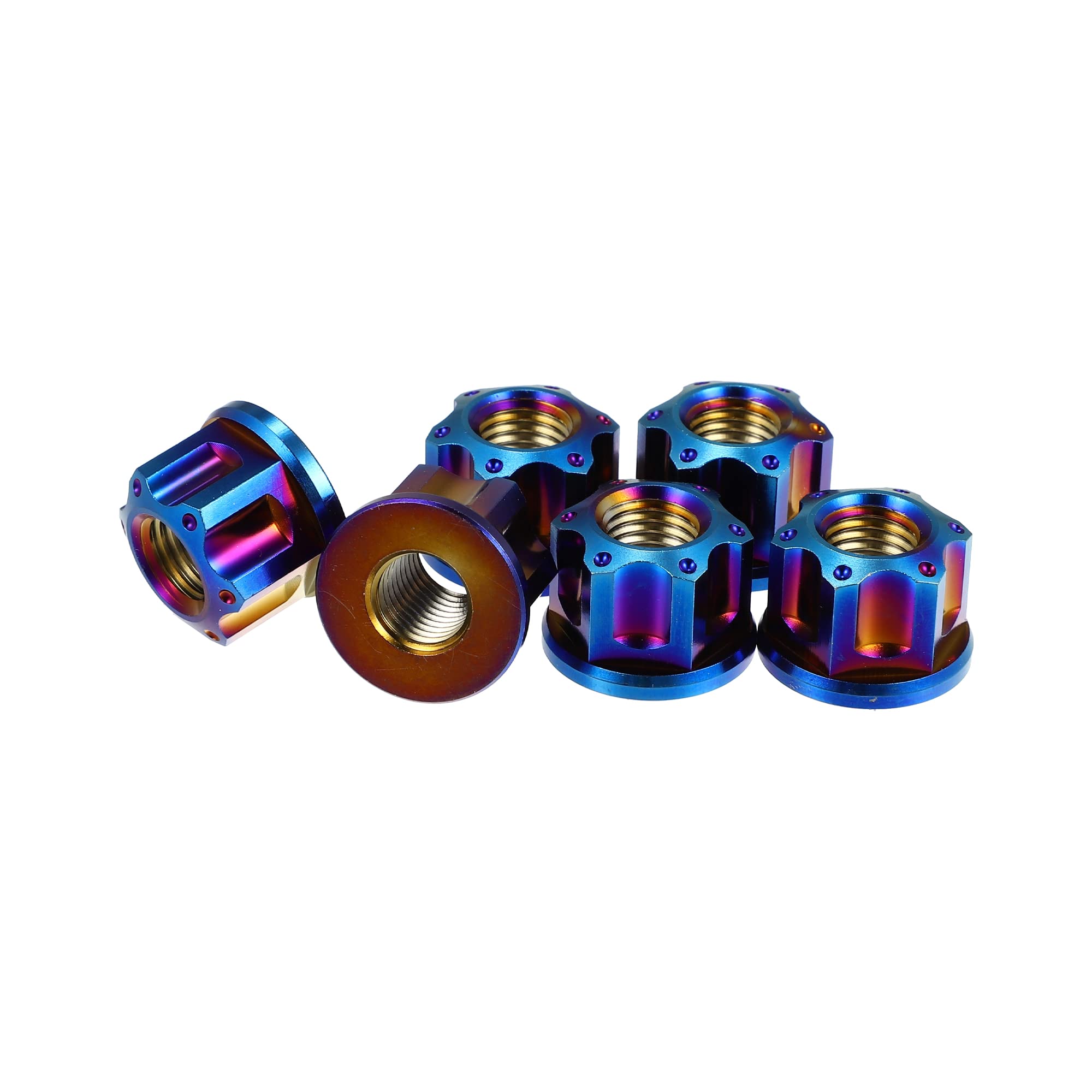 Photo 1 of X AUTOHAUX 6pcs Titanium Alloy M10 Pitch 1.25mm Flange Bolt Nut for Bicycle Motorcycle Rear Wheel Axle Sprocket Car Modification Accessories Blue