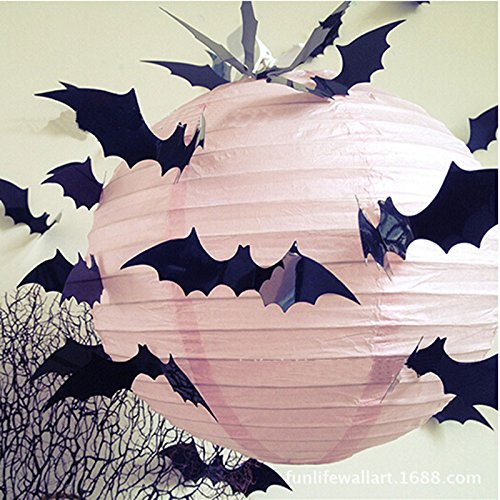 Megrocle 3D Bat Wall Decor DIY Scary Black Bats Wall Decals Removable Window Stickers Halloween PVC Party Supplies Decorations,36 pcs - Thumbnail 5