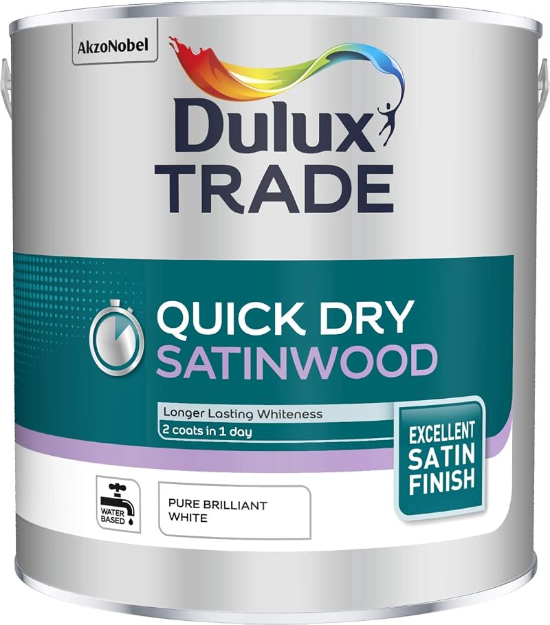 Dulux Trade Quick Dry Satinwood Paint 2.5L Pure Brilliant White