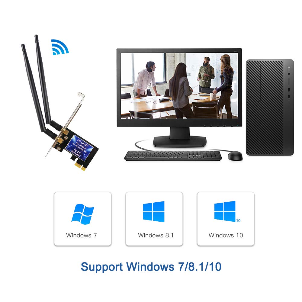 WiFi Card AC1300Mbps EDUP Wireless WiFi PCIe Network Adapter Card 5GHz/2.4GHz Dual Band PCI Express Network Card with 2×6dBi High Gain Antenna for Desktop/PC Gaming