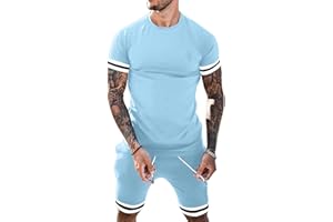 Babioboa Mens Short Sets 2 Piece Outfits Fashion Summer Tracksuit Casual Shirt Shorts Slim Fit Athletic Sports Sweatsuit