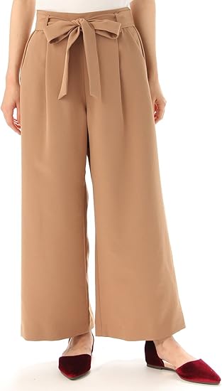 Amazon ハニーズ グラシア Honeys Glacier 共リボン付ワイドパンツ キャメル ｌ ロングパンツ 通販