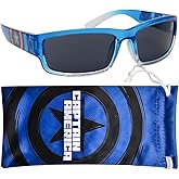 Sun-Staches Captain America Kids Sunglasses Stylish, Comfortable & Durable UV-Protective Boys Glasses With Soft Carrying Case - Officially-Licensed Captain America Merchandise