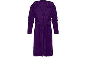Mens Hooded Robe Plush Cozy Warm Bathrobe Fuzzy Spa Robe Comfy Fleece Winter Soft Loungewear with Pockets S-5XL
