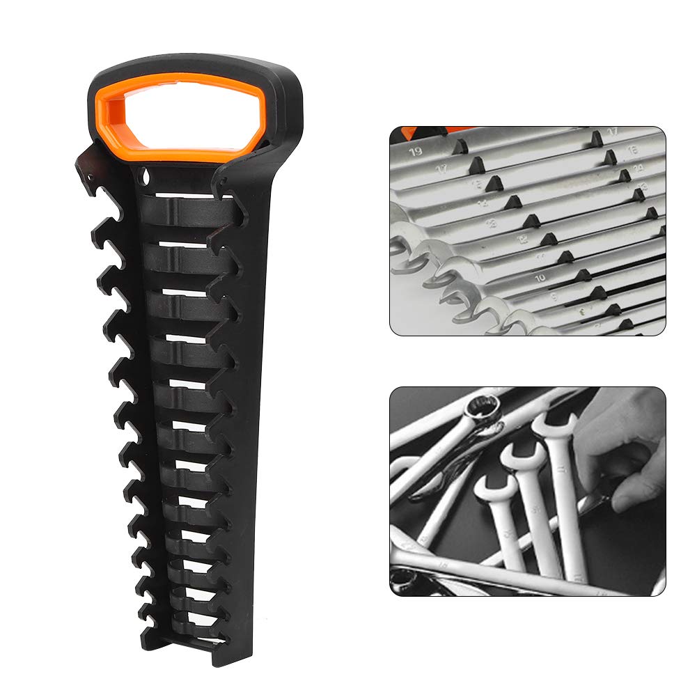 Qiilu Wrench Sorter Holder Bracket Spanner Organizer Storage Tray Socket Wall Mounted Tool Self‑Locking Function(12 Wrench Capacity) J6o744