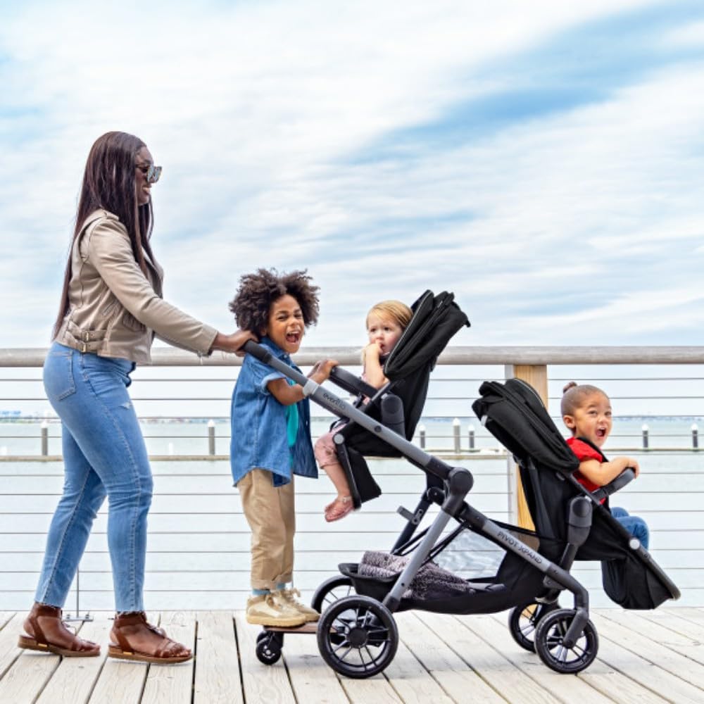 Evenflo Pivot Xpand Modular Travel System with LiteMax Infant Car Seat (Ayrshire Black)
