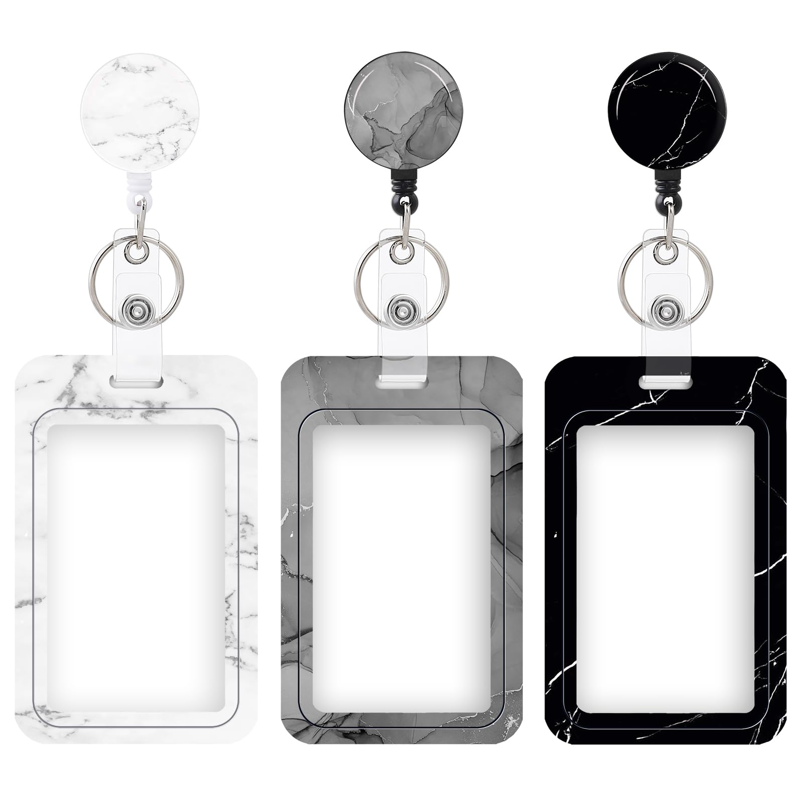 Photo 1 of 3 Set Heavy Duty Badge Holder with Retractable Reel,ID Badge Holder Key Card Work Badge Clip for Nurse Teacher Student Office Women Men