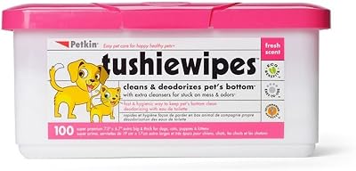 Petkin Tushie Wipe Hygiene Range 100 Wipes Deodorizing 8 x 7