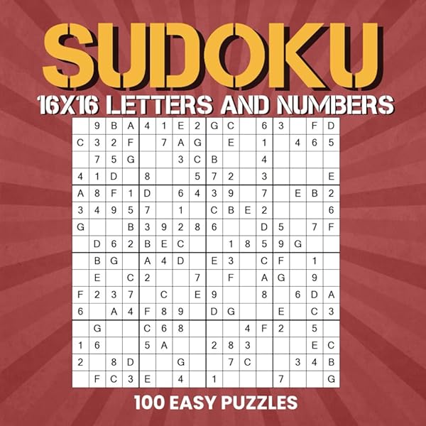Sudoku Puzzle Books 16 x 16 Numbers & Letters - 100 Medium