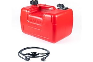 PumuHo Portable Outboard Boat Fuel Tank w/Connector 3 Gallon/12L Marine Boat Engine Include 3/8" Gas Hose Pump