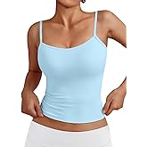 Trendy Queen Womens Adjustable Camisole Sleeveless Square Neck Spaghetti Strap Tank Tops Basic Shirt