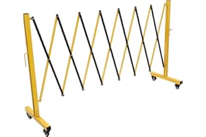 Jiabailie Mobile Barrier Gate,Expandable Metal Barricade,Adjustable Traffic Fence,Portable Safety Barrier with Casters,Expansion Size 11.5 FT for Traffic Control and Construction Work Yellow and Black
